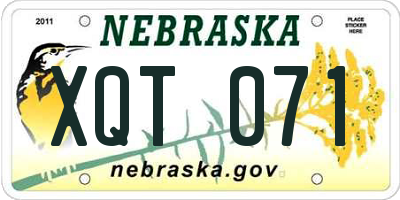 NE license plate XQT071