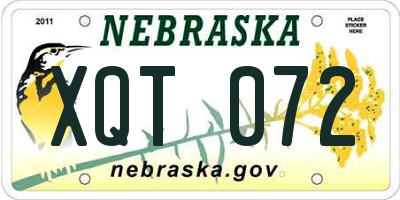 NE license plate XQT072