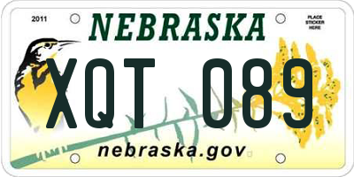 NE license plate XQT089