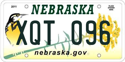 NE license plate XQT096