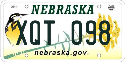 NE license plate XQT098