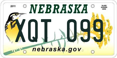 NE license plate XQT099