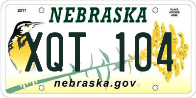 NE license plate XQT104