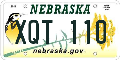 NE license plate XQT110