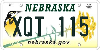 NE license plate XQT115