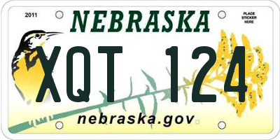 NE license plate XQT124