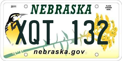 NE license plate XQT132