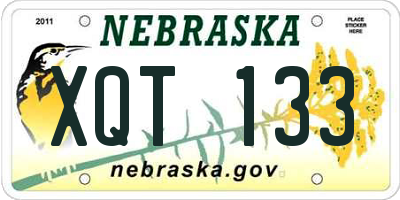 NE license plate XQT133