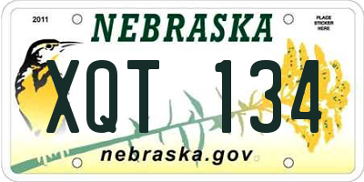 NE license plate XQT134