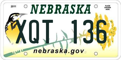NE license plate XQT136