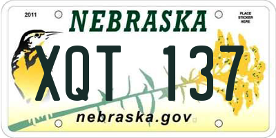 NE license plate XQT137