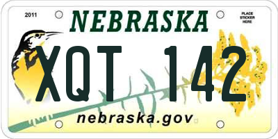 NE license plate XQT142