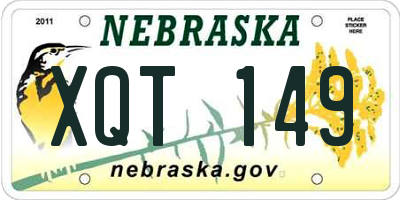 NE license plate XQT149