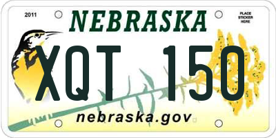 NE license plate XQT150