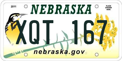 NE license plate XQT167