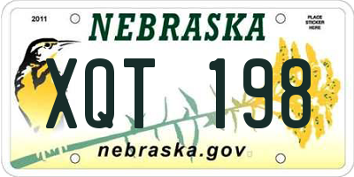 NE license plate XQT198
