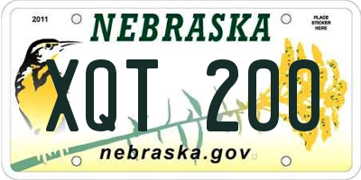 NE license plate XQT200