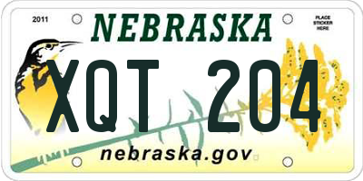 NE license plate XQT204