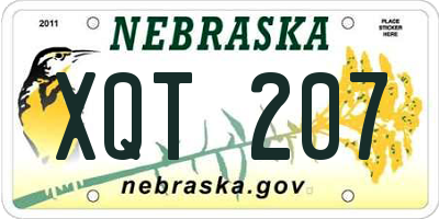 NE license plate XQT207