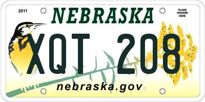 NE license plate XQT208