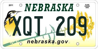 NE license plate XQT209