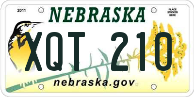NE license plate XQT210