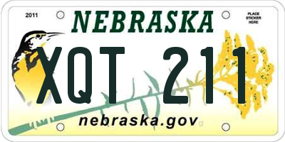 NE license plate XQT211