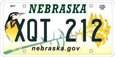 NE license plate XQT212