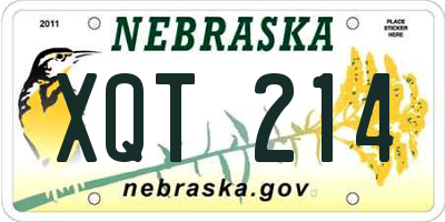NE license plate XQT214