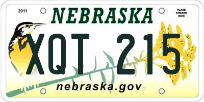 NE license plate XQT215