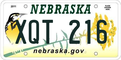 NE license plate XQT216