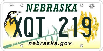 NE license plate XQT219