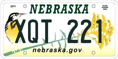 NE license plate XQT221