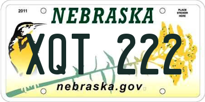 NE license plate XQT222
