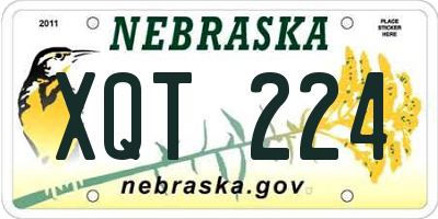 NE license plate XQT224