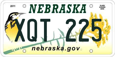 NE license plate XQT225