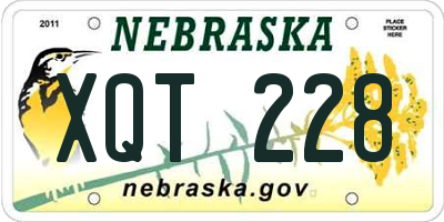 NE license plate XQT228