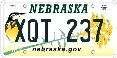 NE license plate XQT237