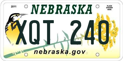 NE license plate XQT240