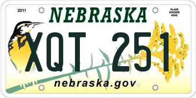 NE license plate XQT251