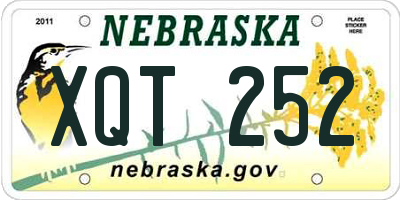 NE license plate XQT252
