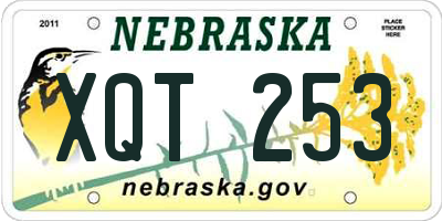 NE license plate XQT253