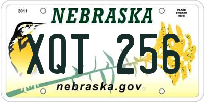 NE license plate XQT256