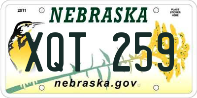 NE license plate XQT259