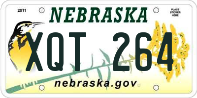 NE license plate XQT264