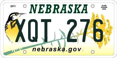 NE license plate XQT276