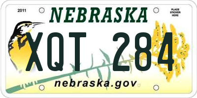 NE license plate XQT284