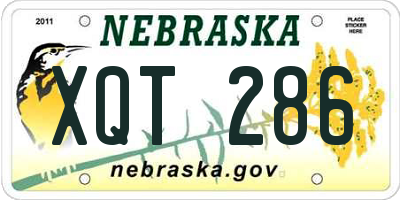NE license plate XQT286