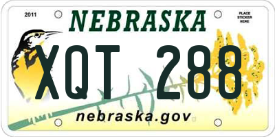 NE license plate XQT288