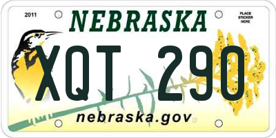 NE license plate XQT290